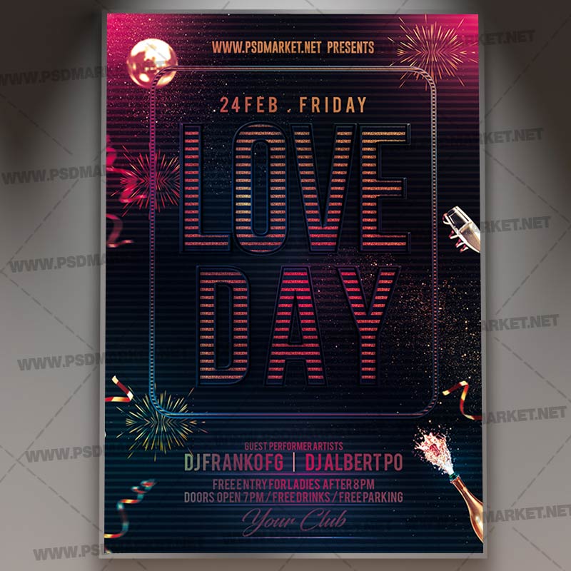 Download Love Day Night Party Flyer - PSD Template