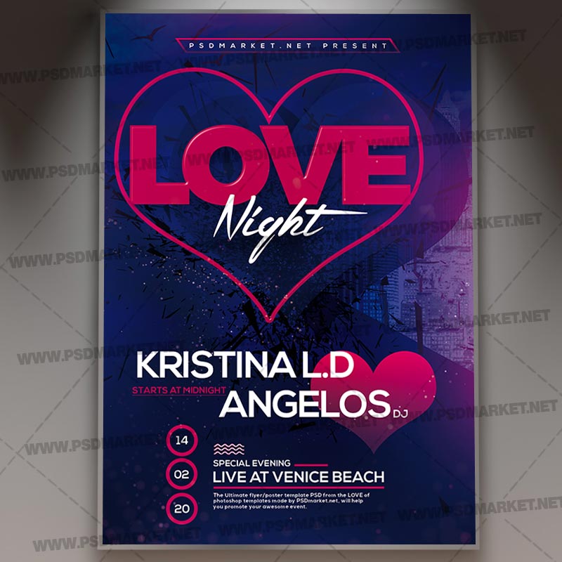 Download Love Night Minimal Template - Flyer PSD
