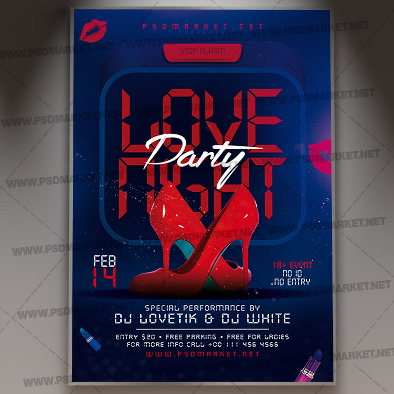 Download Love Night Party Mini Template - Flyer PSD