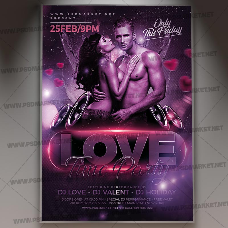 Download Love Time Party Night Flyer - PSD Template
