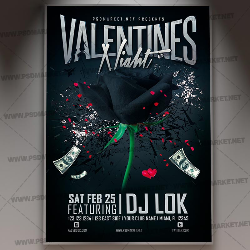Download Valentine Love Night Template - Flyer PSD
