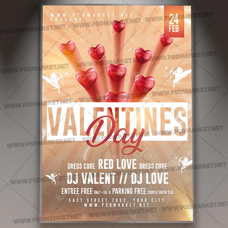 Download Valentines Day Happy Flyer - PSD Template