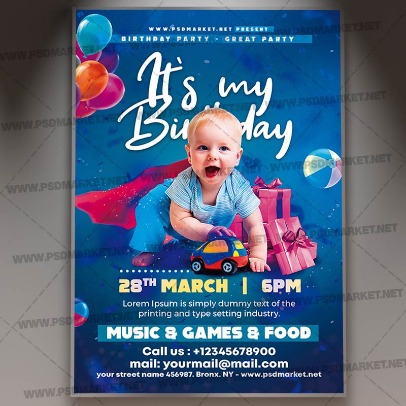Download Birthday Kids Party Template - Flyer PSD
