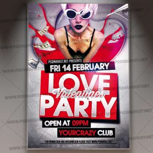 Download Love Party Valentines Template - Flyer PSD