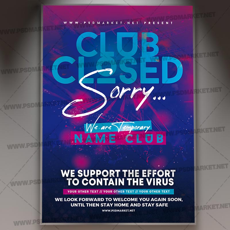 Download Club Closed Template - Flyer PSD