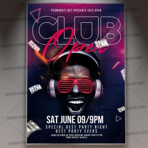 Download Club Open Template - Flyer PSD