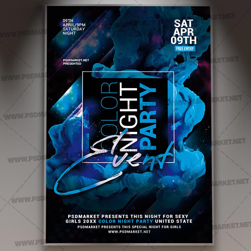 Download Color Night Party Template - Flyer PSD