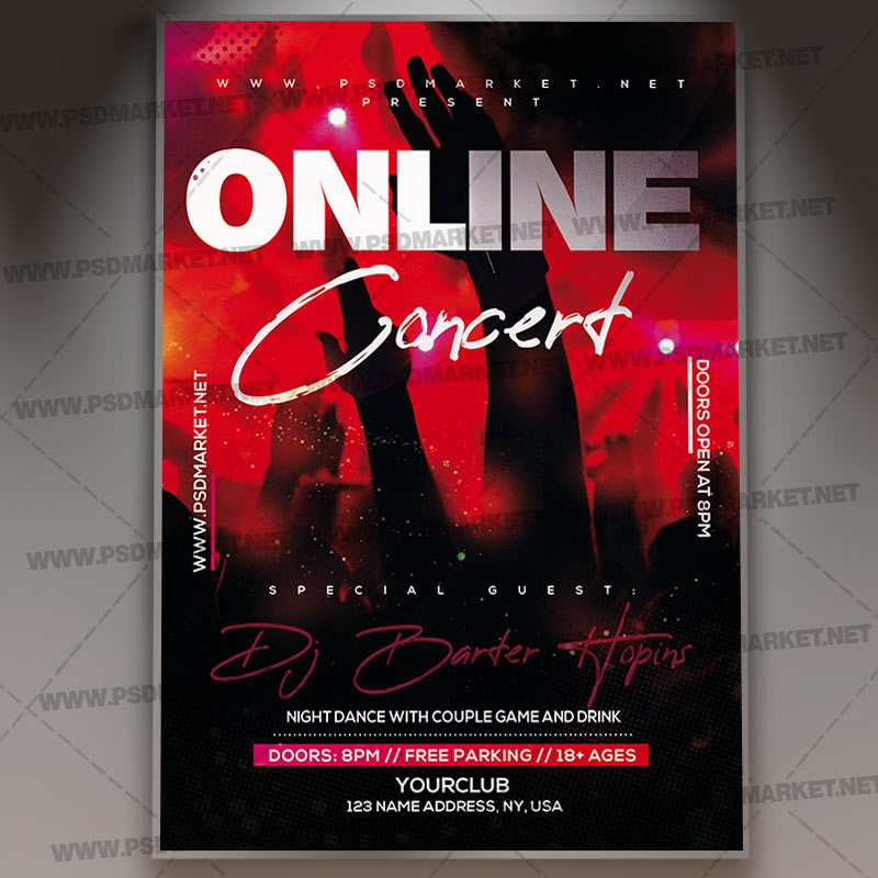 Download Live Online Concert Template Flyer PSD PSDmarket