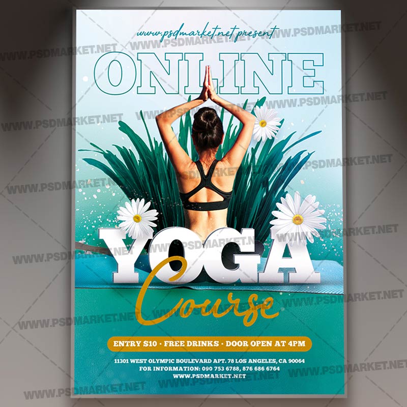 Download Online Yoga Course Template - Flyer PSD