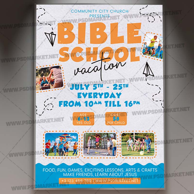 Vacation Bible School Summer Template - Flyer PSD