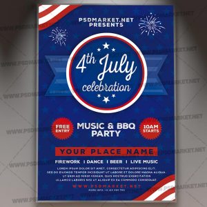 4th of July Celebration Template - Flyer PSD