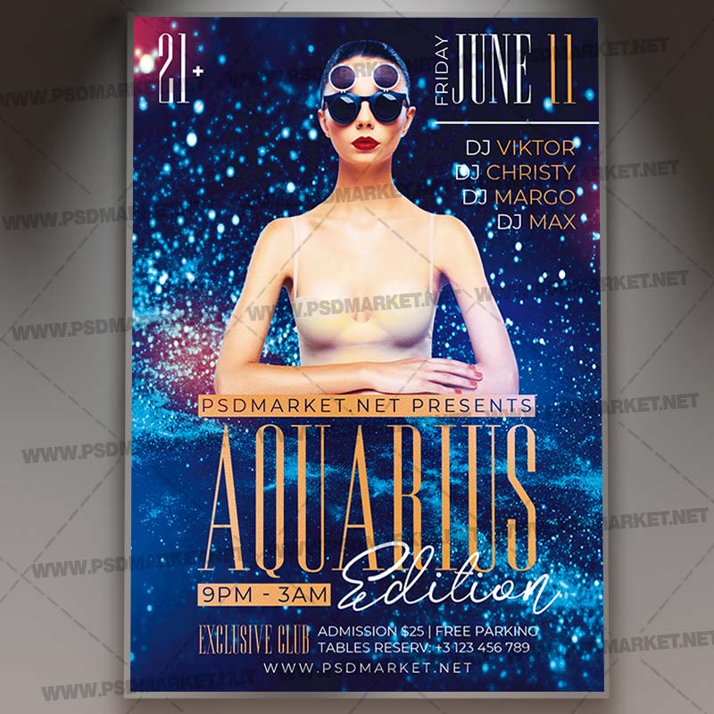 Aquarius Edition Template - Flyer PSD