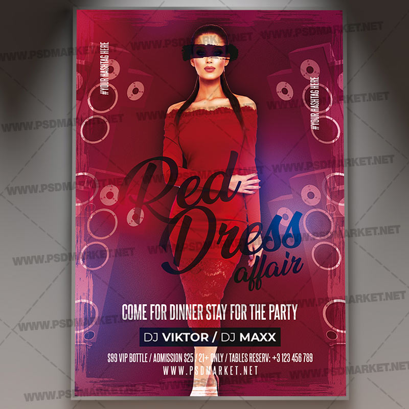 Red Dress Affair Template - Flyer PSD