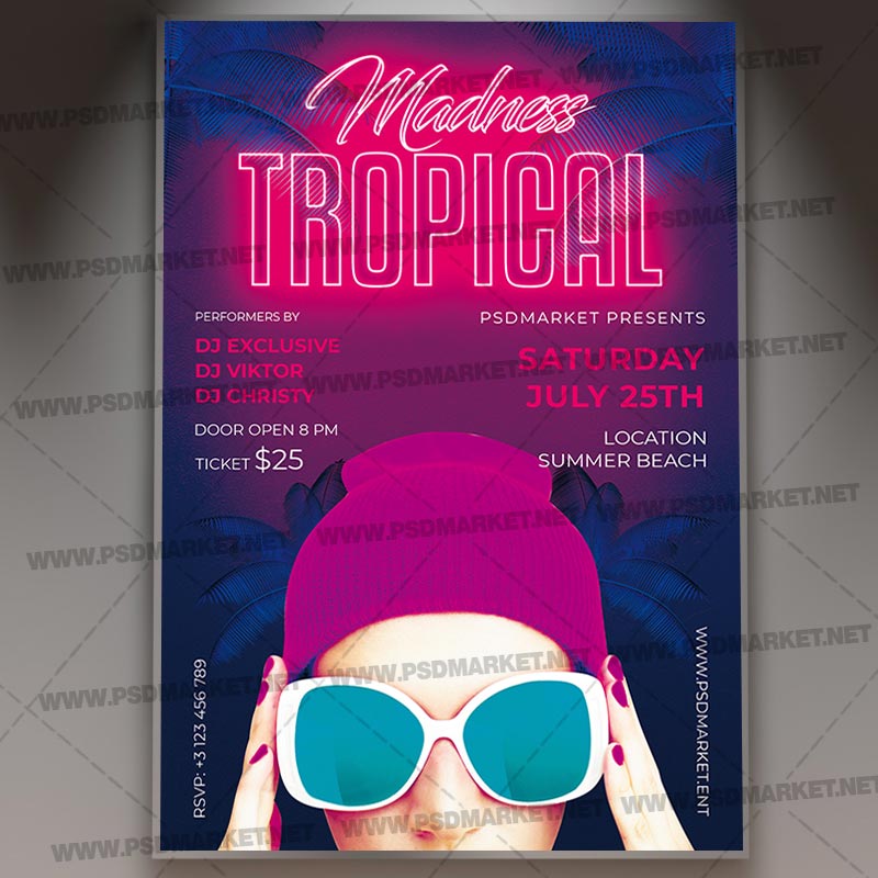 Tropical Madness Template - Flyer PSD
