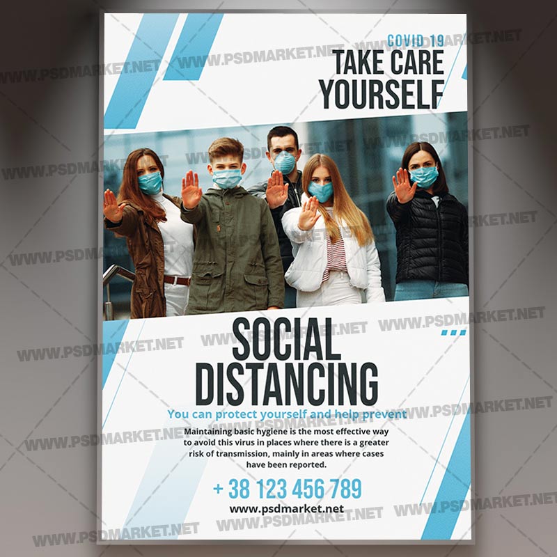 Social Distancing Template - Flyer PSD