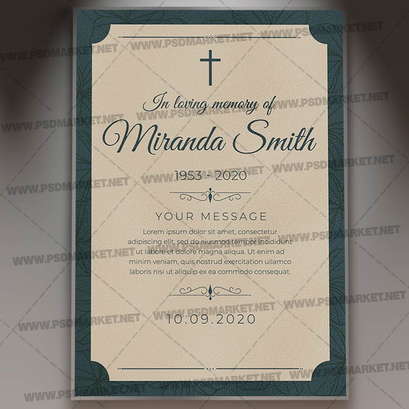 Vintage Funeral Card Template - Flyer PSD
