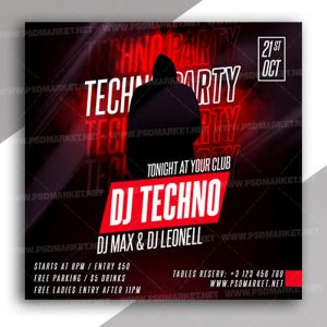 Techno Party - Instagram Post and Stories Template