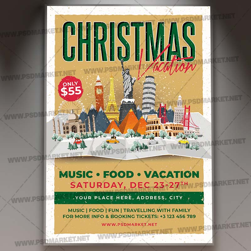 Christmas Vacation Template - Flyer PSD