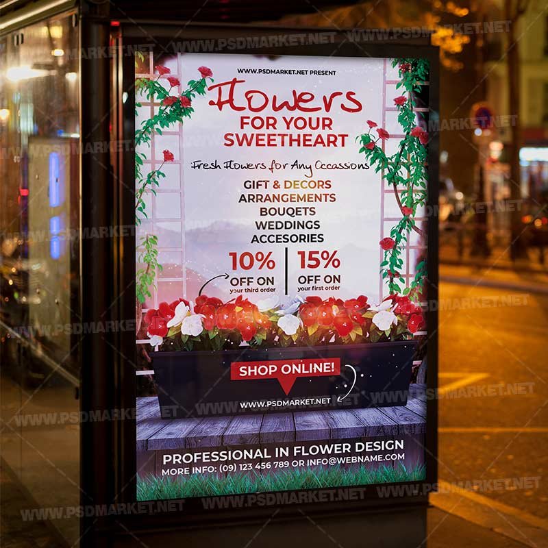 Download Printable Flowers Template - Flyer PSD | PSDmarket