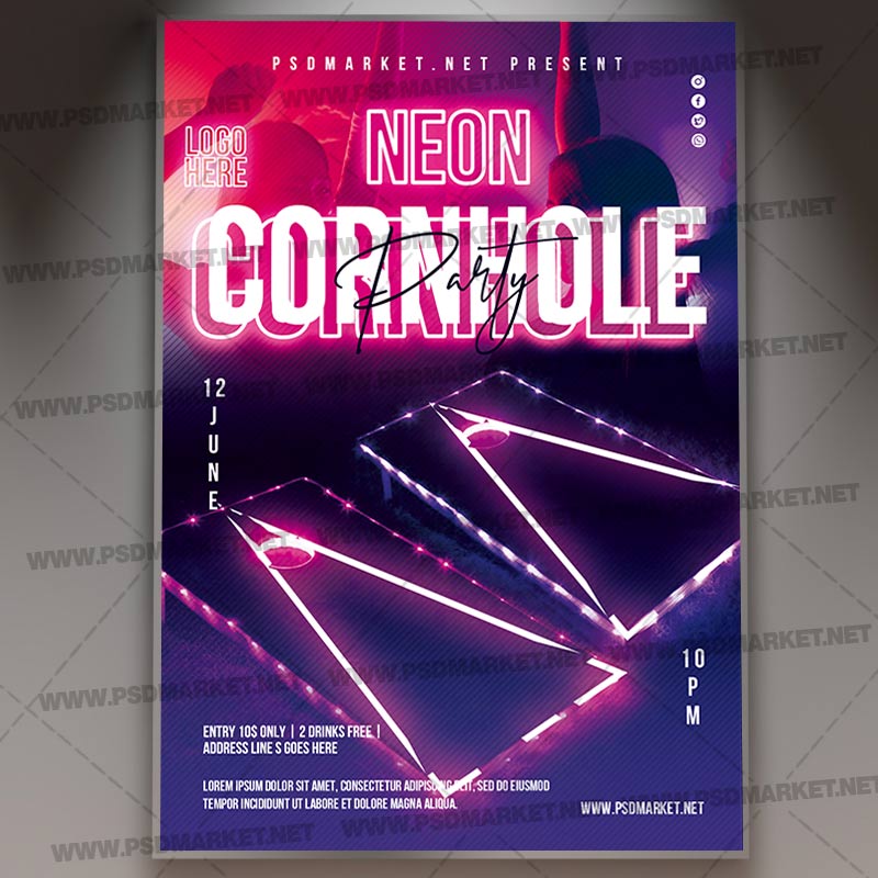 Download Neon Cornhole Template 1