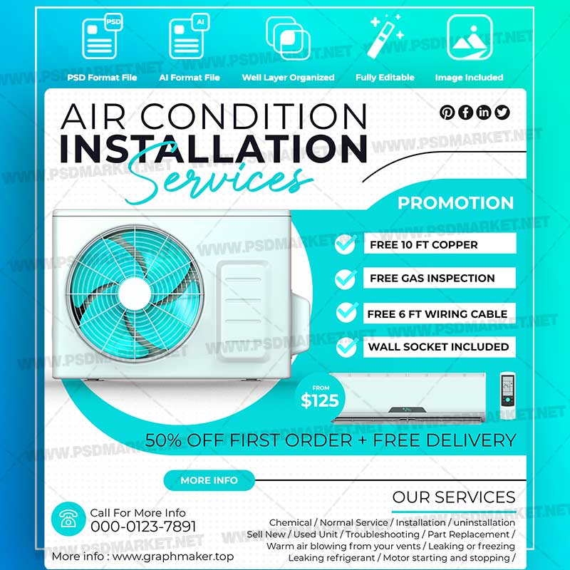 Download Air Conditioner Templates in PSD & Vector
