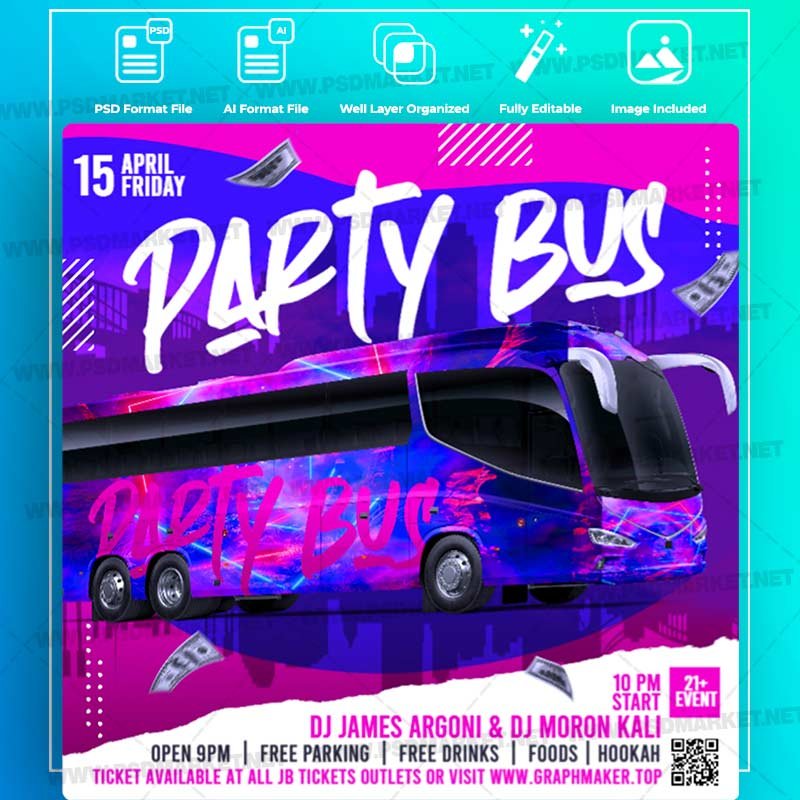 Download Party Bus Event Templates in PSD & Vector PSDmarket