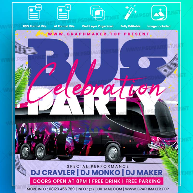 Download Party Bus Templates in PSD & Vector