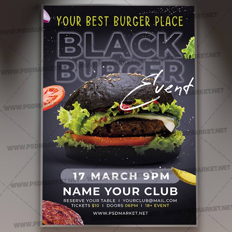 Download Black Burger PSD Template 1