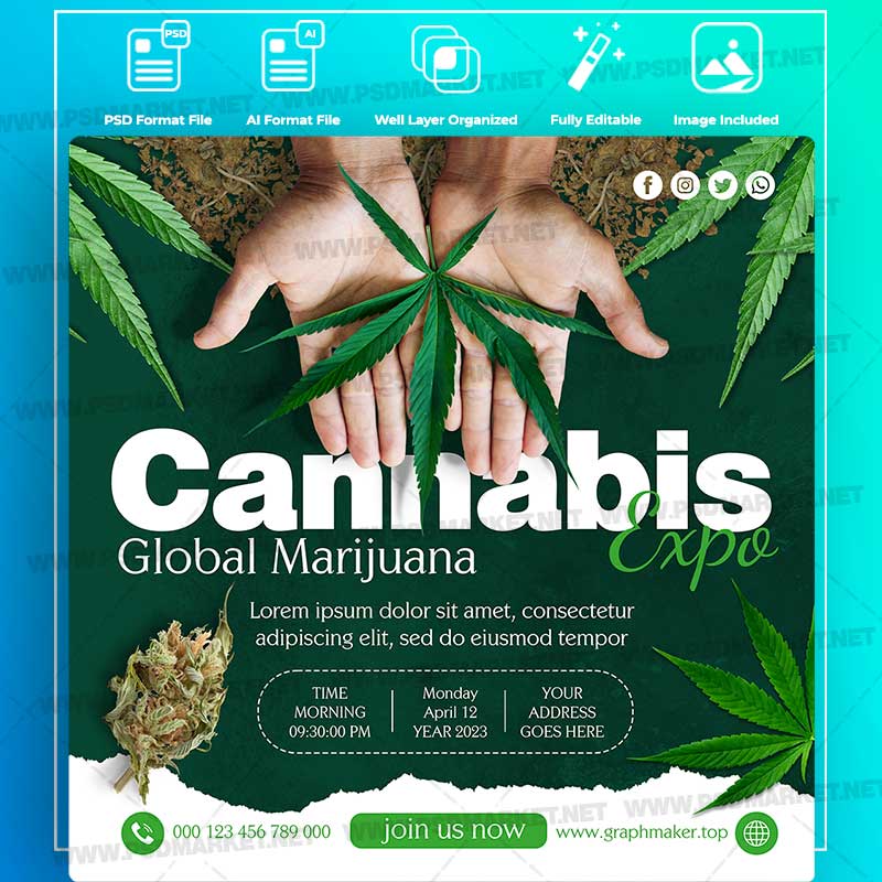 Edit Online Cannabis Templates in PSD & Vector