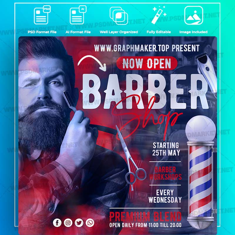 Download Barber Shop Templates in PSD & Vector