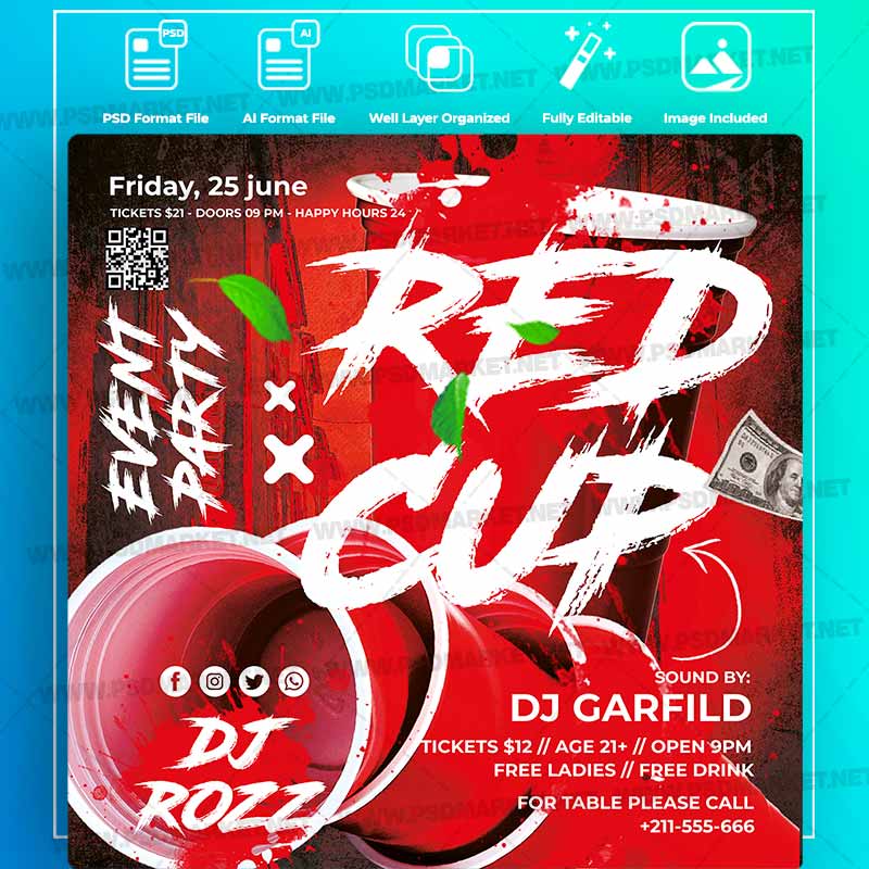 Download Red Cup Event Templates in PSD & Vector