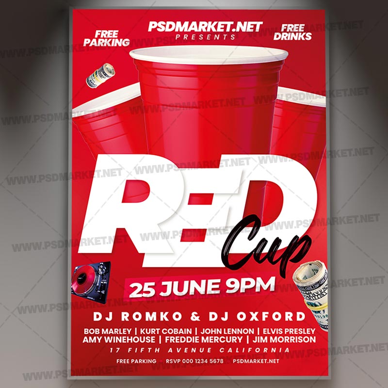 Download Red Cup Night PSD Template 1