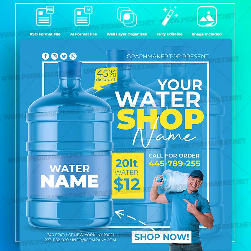 Download Water Shop Templates in PSD & Vector