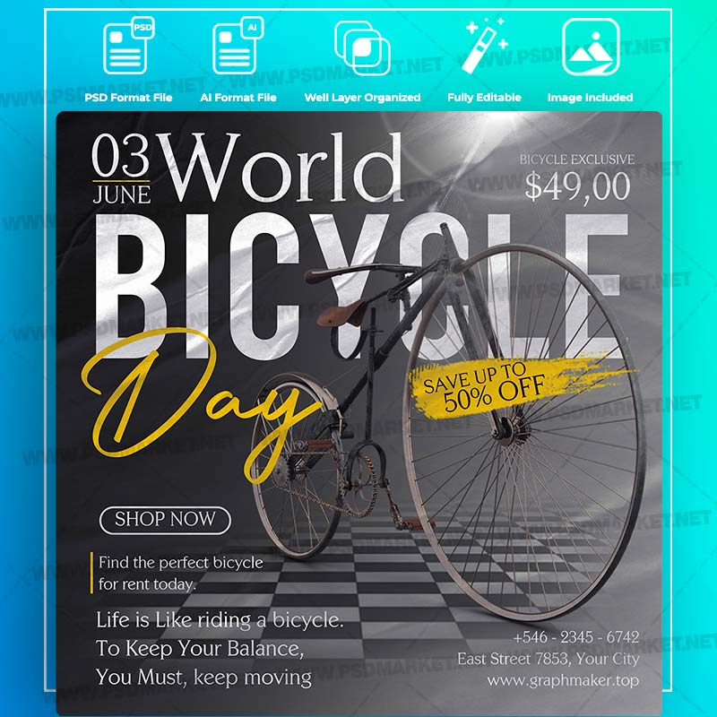 Download World Bicycle Day Templates in PSD & Vector