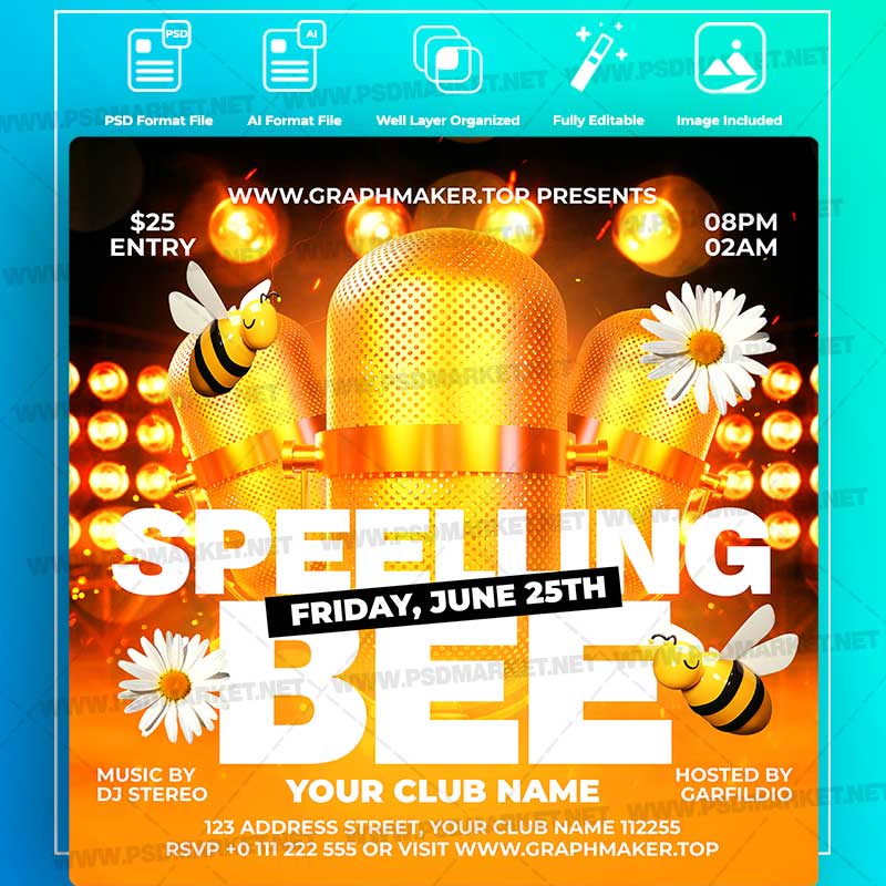 Download Speelling Bee Party Templates in PSD & Vector