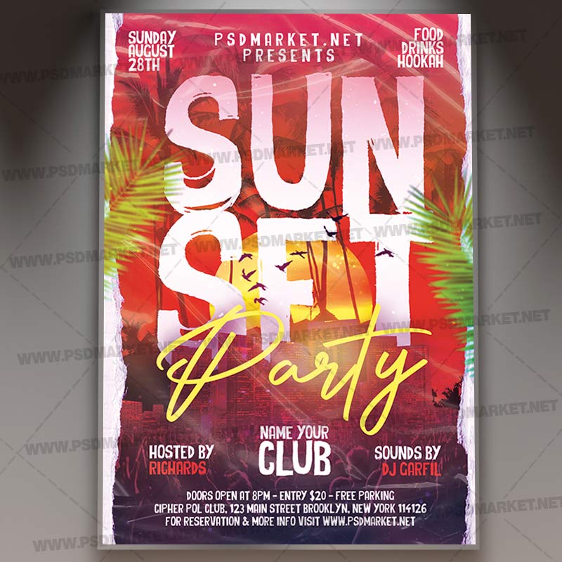 Download Sunset Party PSD Template 1