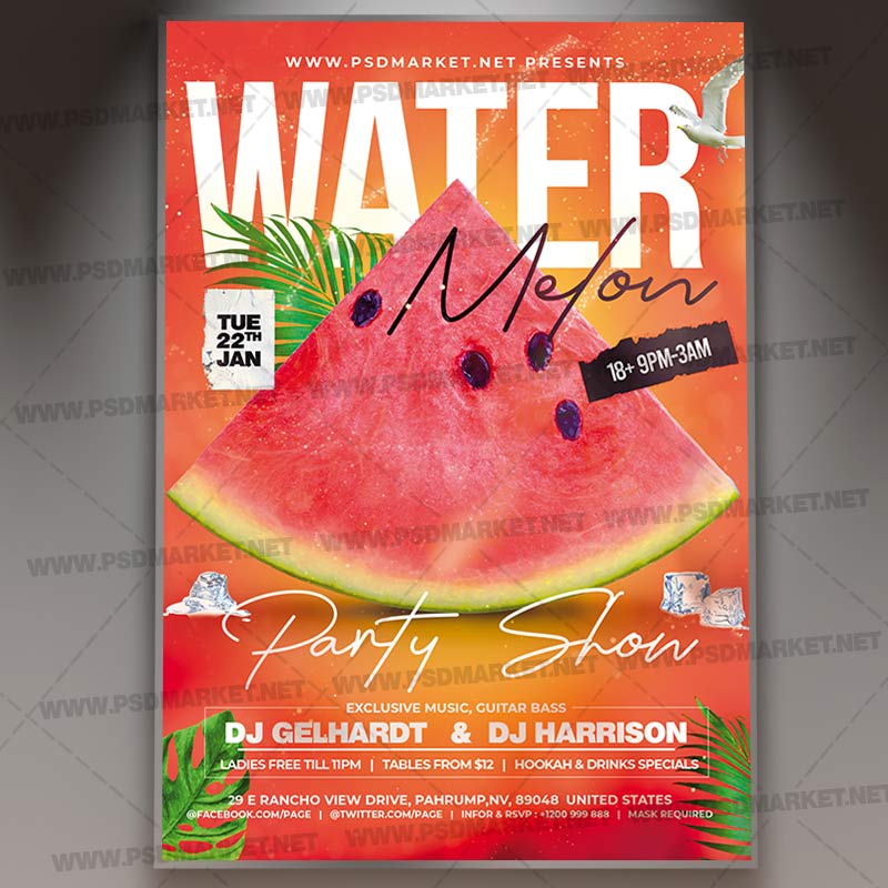 Download Watermelon Party PSD Template 1