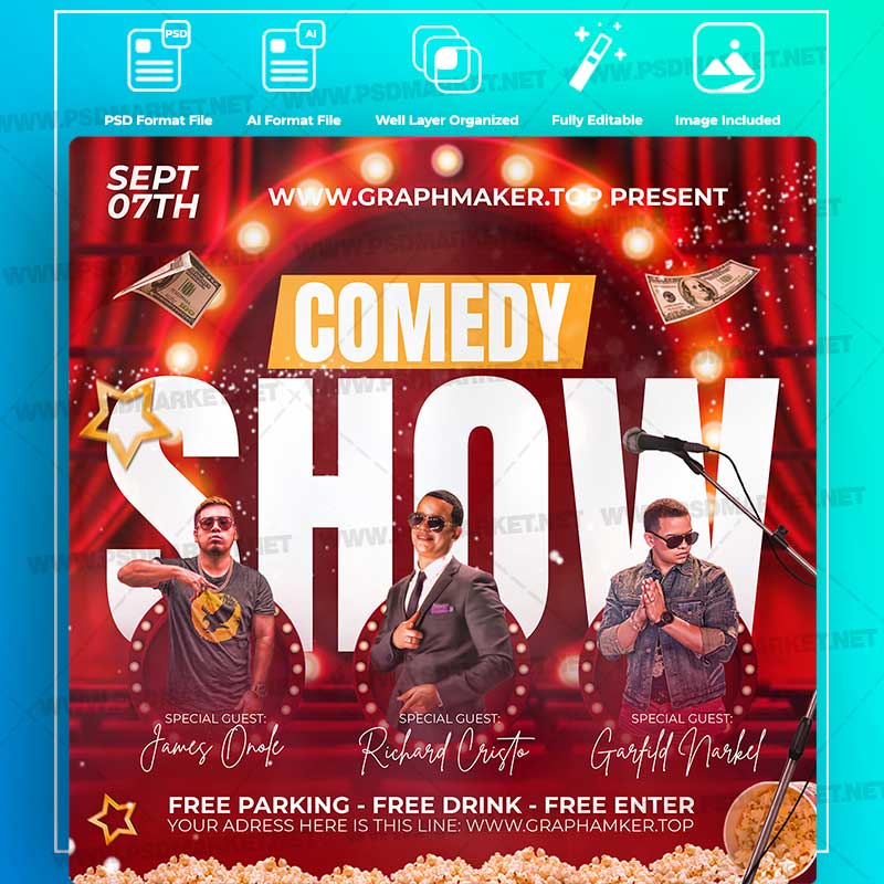 Download Comedy Show Templates in PSD & Vector
