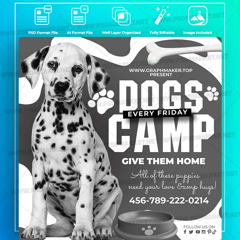 Download Dog Camping Templates in PSD & Vector
