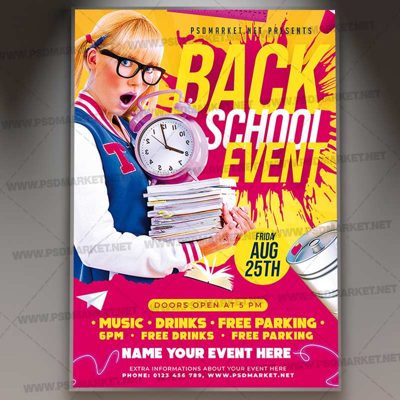 School Party Event PSD Template 1