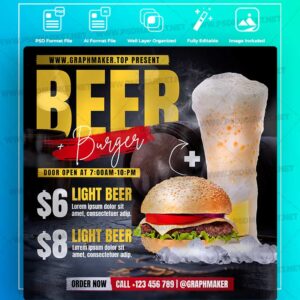 Download Beer Burger Templates in PSD & Vector