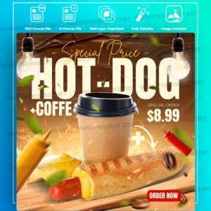 Download Hot Dog Coffe Templates in PSD & Vector