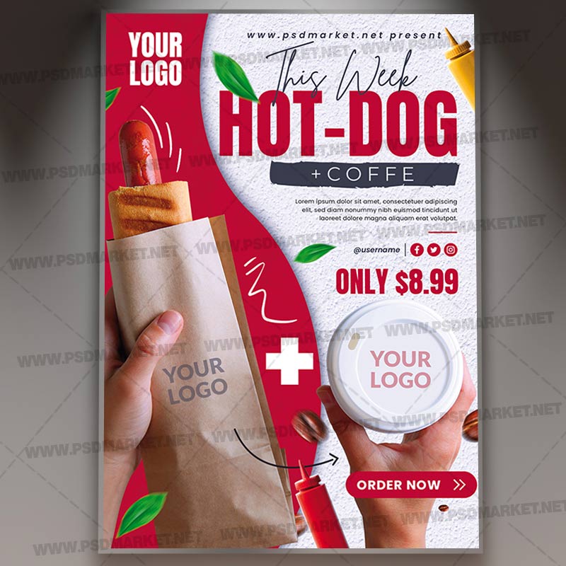 Download Hot Dog Coffe PSD Template 1