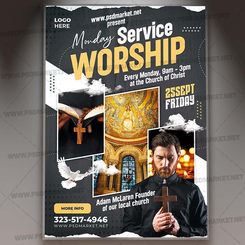 Download Monday Worship PSD Template 1