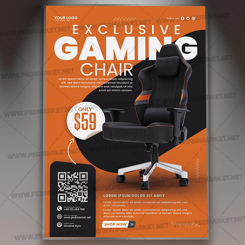 Download Gaming Chair PSD Template 1