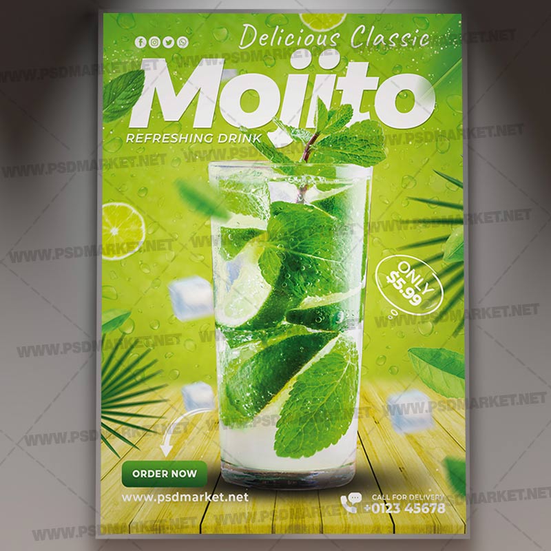 Download Mojito Party Drink PSD Template 1