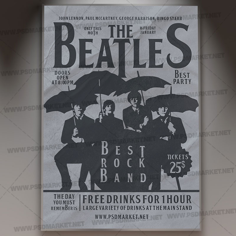Download Beatles Day PSD Template 1