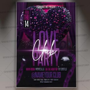 Download Love Club Party Card Printable Template 1