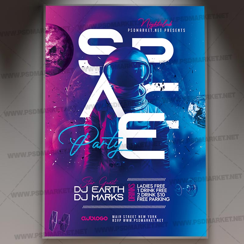 Download Space Party Night PSD Template 1
