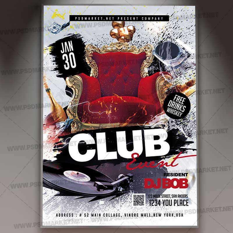 Download Club Event Card Printable Template 1